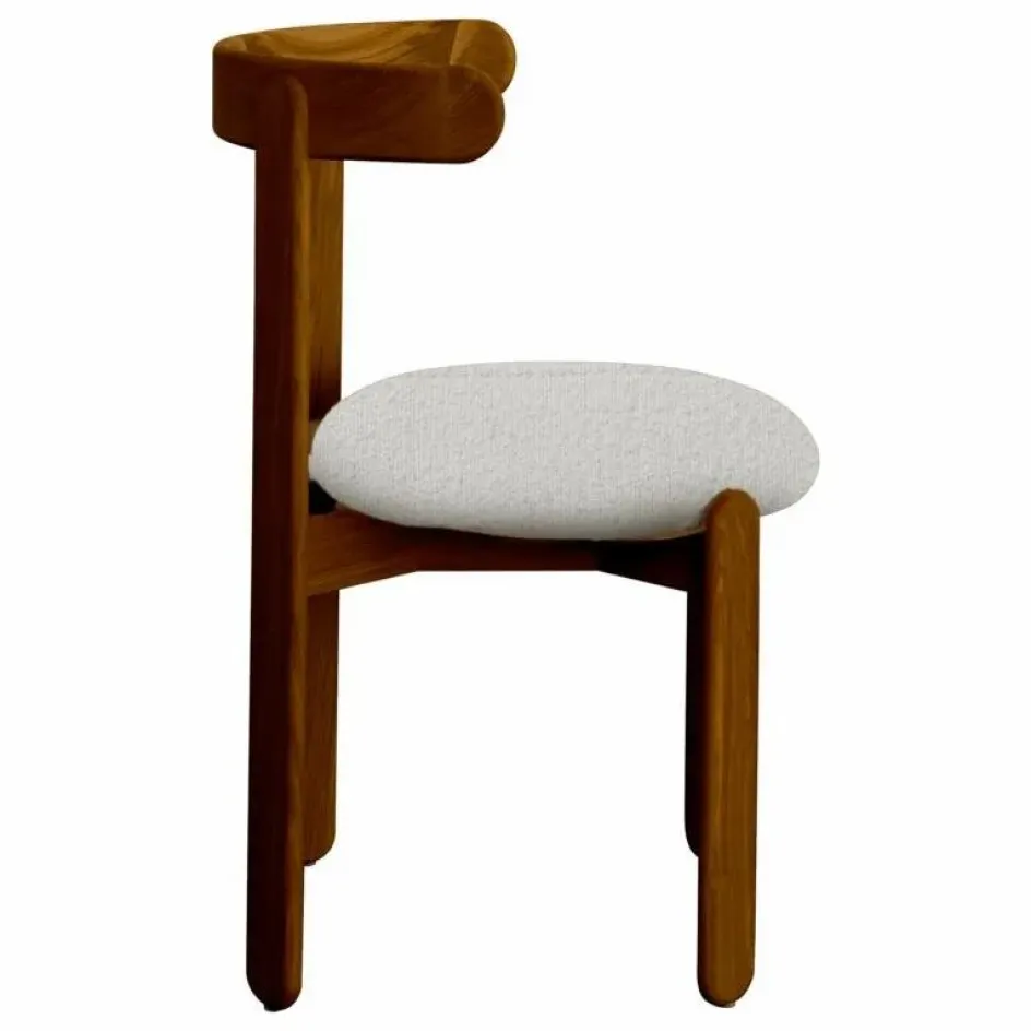 Gabrielle Paris Chaise Lilas en bois finition Teck, assise en bouclette || Chaises, Tabourets, Bancs