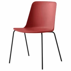 Discount & Tradition Chaise Rely HW65, piétement noir | Rouge vermillon