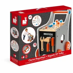 Janod Chariot magnétique Brico'Kids en bois avec 25 accessoires| Bricolage
