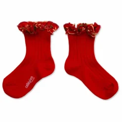 Best Collégien Chaussettes Anémone Fleuries | Rouge