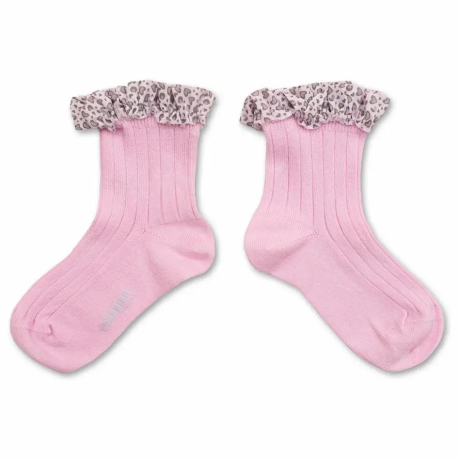 Online Collégien Chaussettes Léa Cœurs | Rose tendre