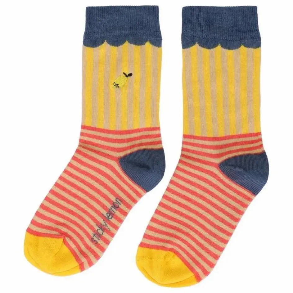 Clearance Sticky Lemon Chaussettes Rayées | Jaune
