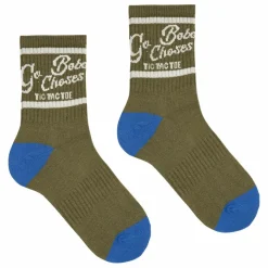 Sale Bobo Choses Chaussettes Tic Tac Toe Coton Bio | Vert kaki