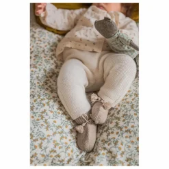 Gentil Coquelicot Chaussons*Chaussons en tricot et pochon brodé |