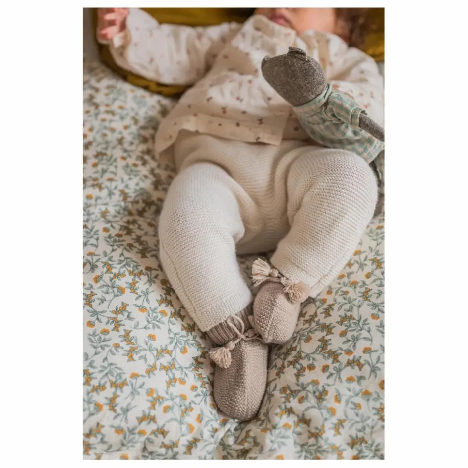 Gentil Coquelicot Chaussons*Chaussons en tricot et pochon brodé |