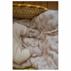 Sale Gentil Coquelicot Chaussons en tricot et pochon brodé | Gris perle