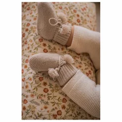 Sale Gentil Coquelicot Chaussons en tricot et pochon brodé | Gris perle