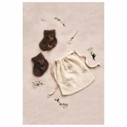Gentil Coquelicot Chaussons en tricot et pochon brodé || Chaussons