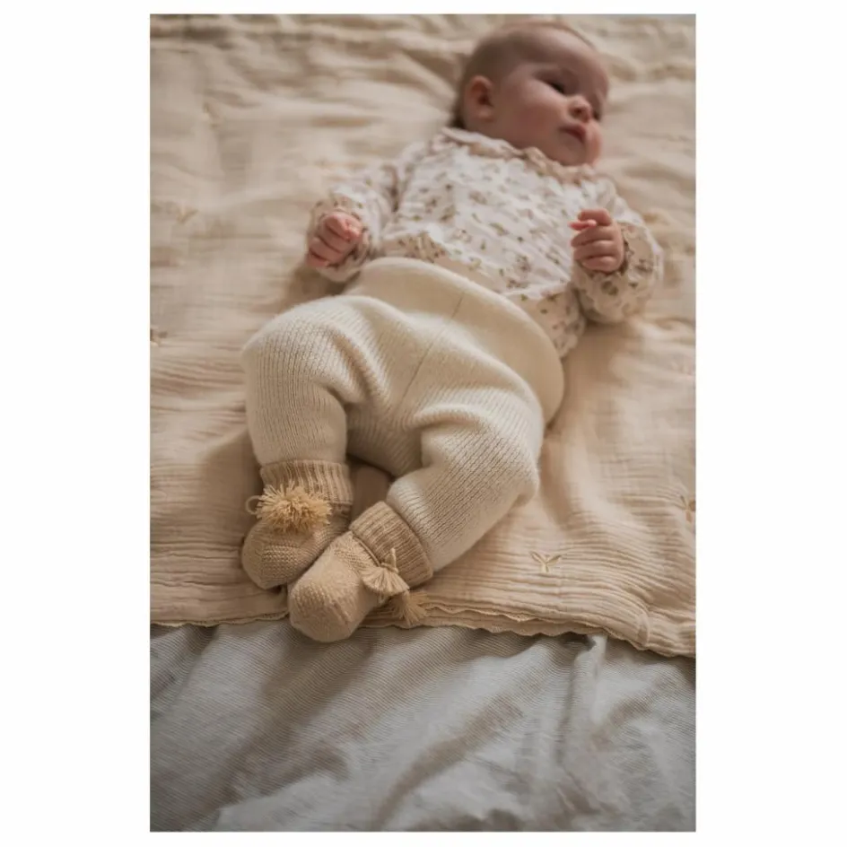 Gentil Coquelicot Chaussons*Chaussons en tricot et pochon brodé |