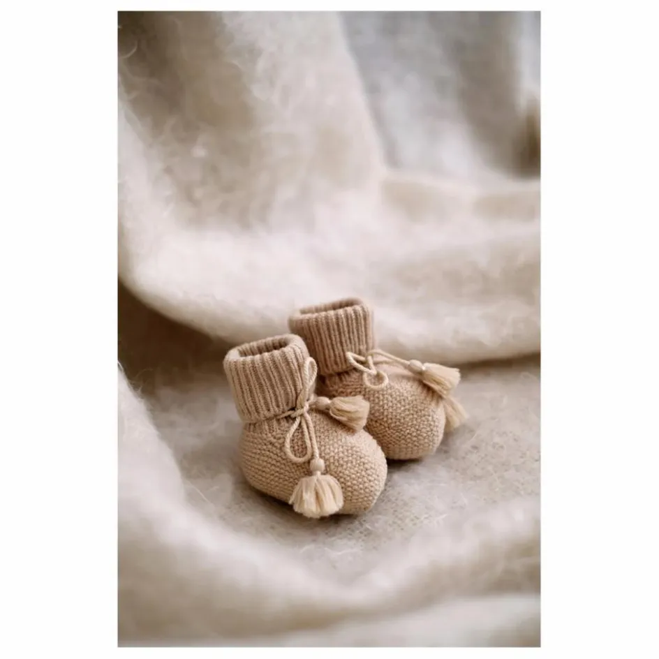 Gentil Coquelicot Chaussons en tricot et pochon brodé || Chaussons|Cadeau De Naissance