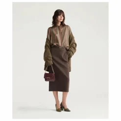 Momoni Chemise Arles Imprimée Soie | Marron