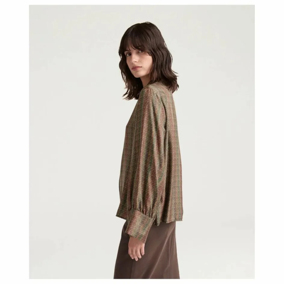 Momoni Chemise Arles Imprimée Soie | Marron