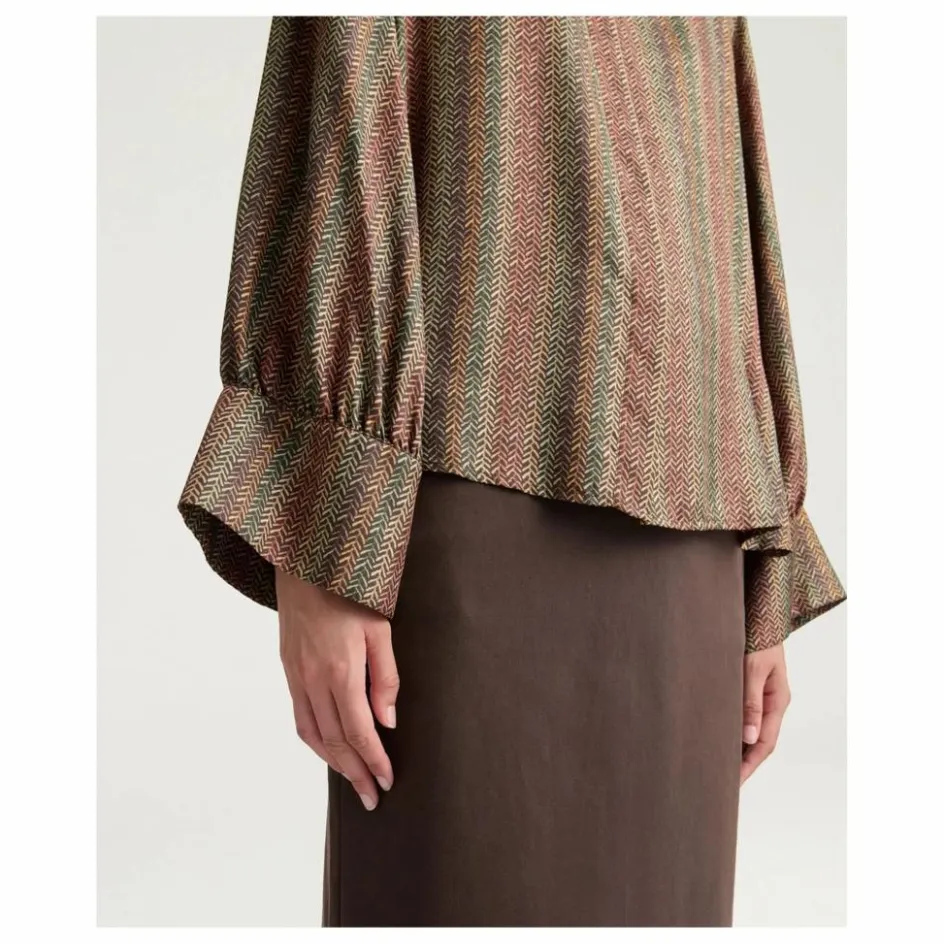 Momoni Chemise Arles Imprimée Soie | Marron