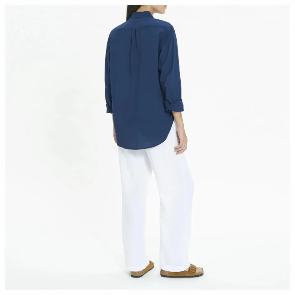 New Xirena Chemise Beau Popeline de Coton | Bleu marine