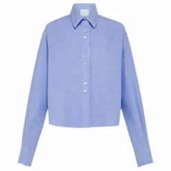 Clearance Forte Forte Chemise Crop Popeline de Coton | Bleu Glacier