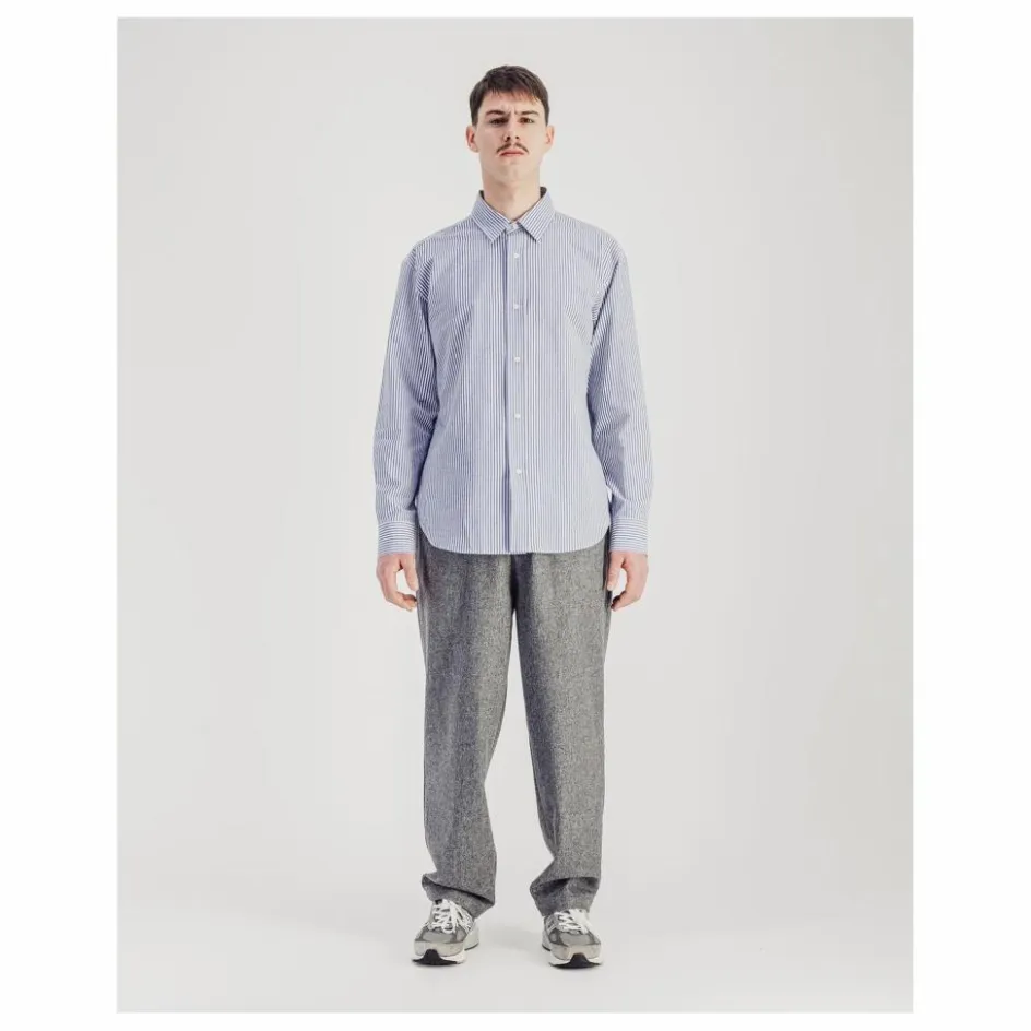 New Parages Chemise Daily Rayée Popeline de Coton | Bleu