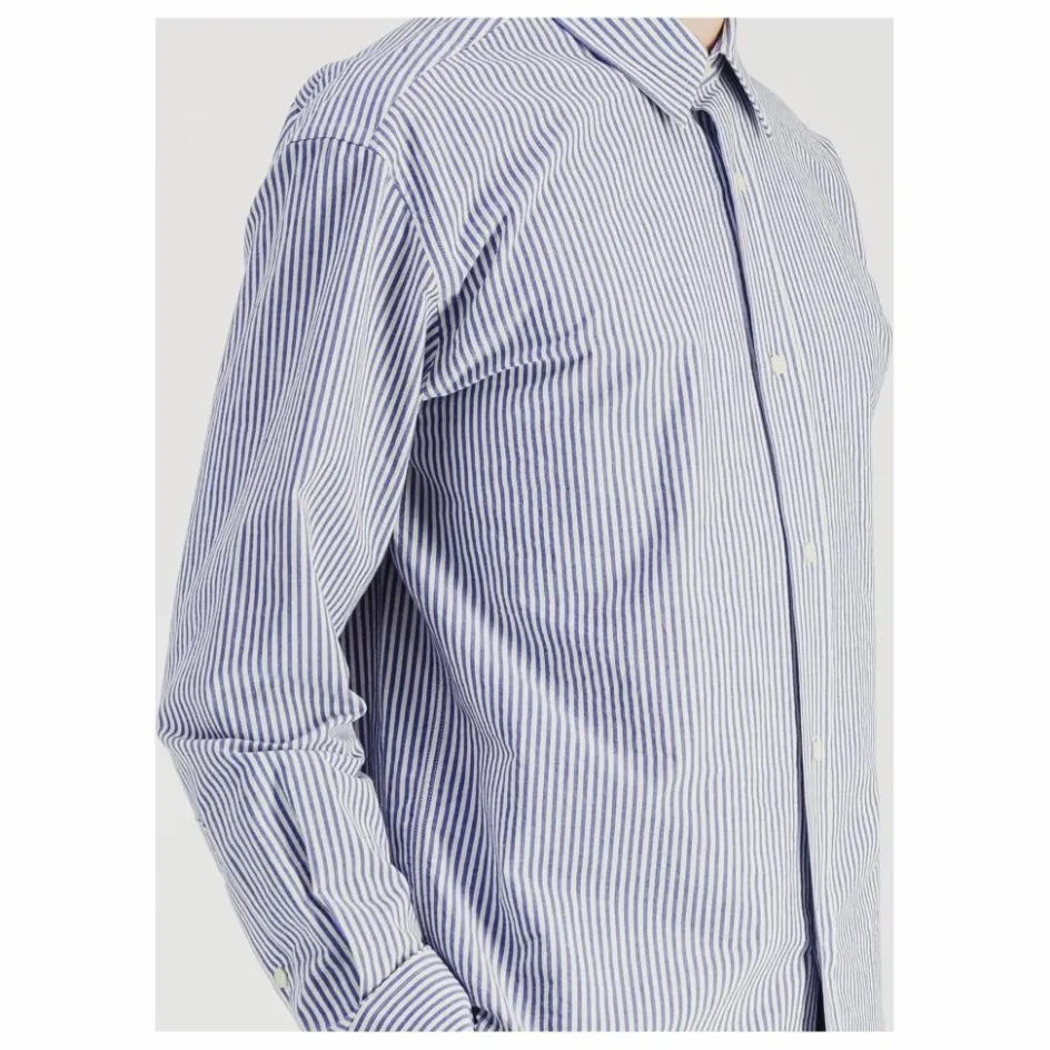 New Parages Chemise Daily Rayée Popeline de Coton | Bleu