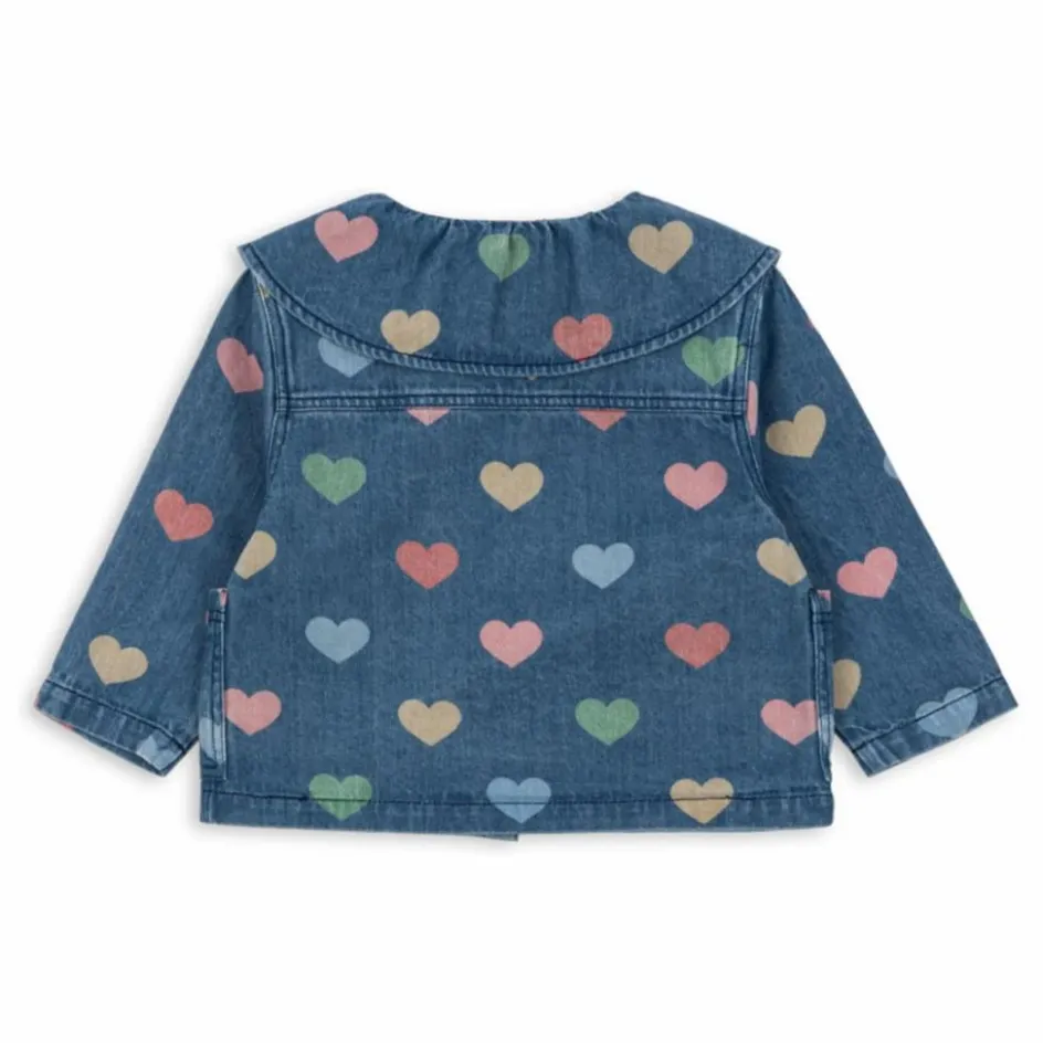 Sale Konges Sløjd Chemise en Jean Magot Cœurs Coton Bio | Bleu