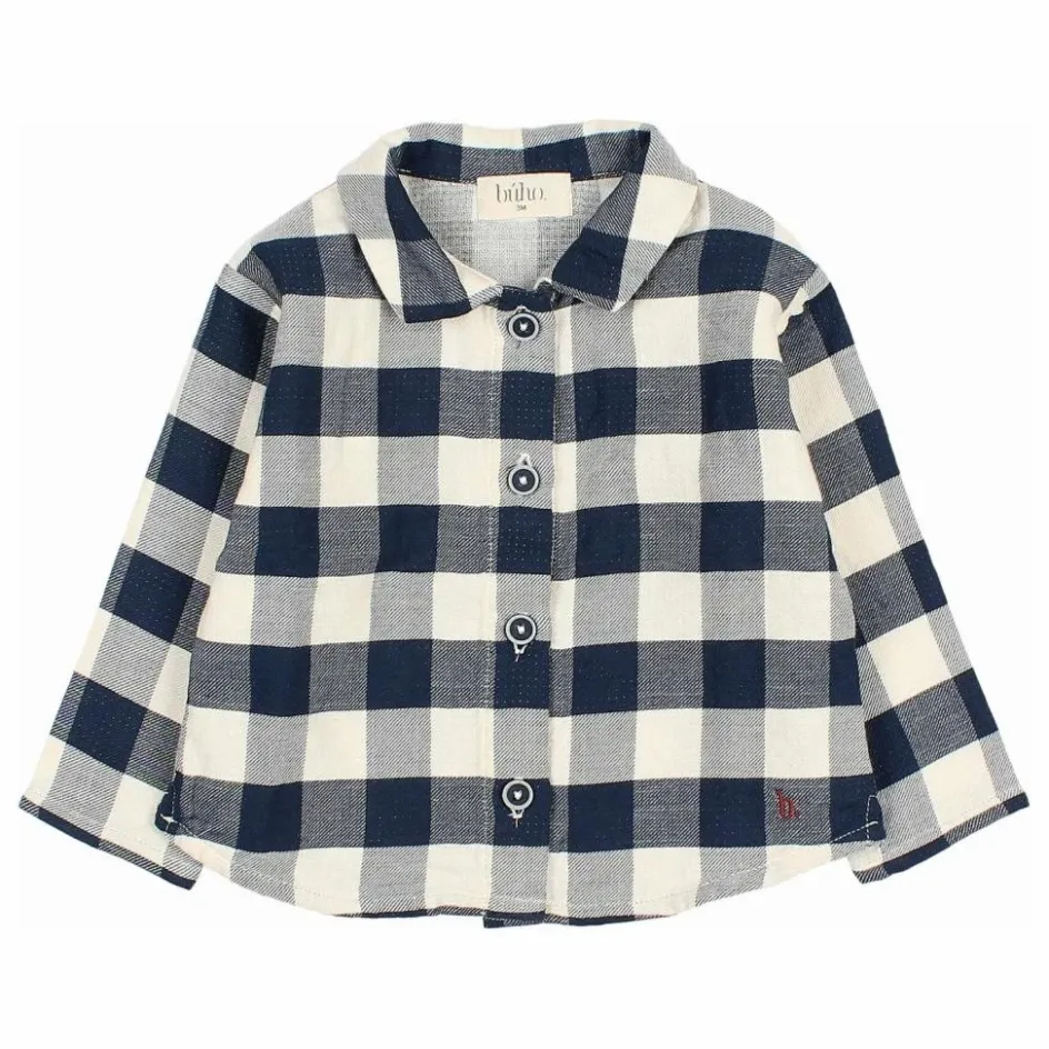 Hot Búho Chemise Gingham Carreaux Bébé | Bleu marine