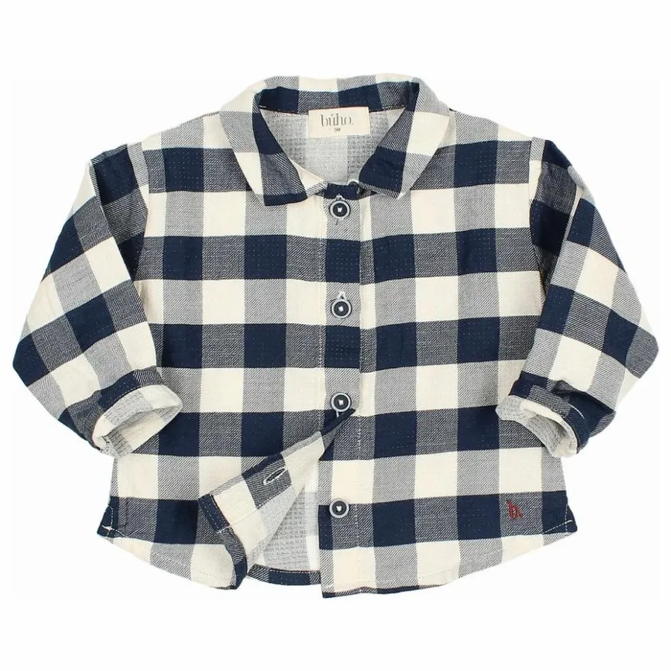 Hot Búho Chemise Gingham Carreaux Bébé | Bleu marine