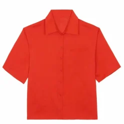 Clearance Vanessa Sposi Chemise Manches Courtes Lin | Rouge