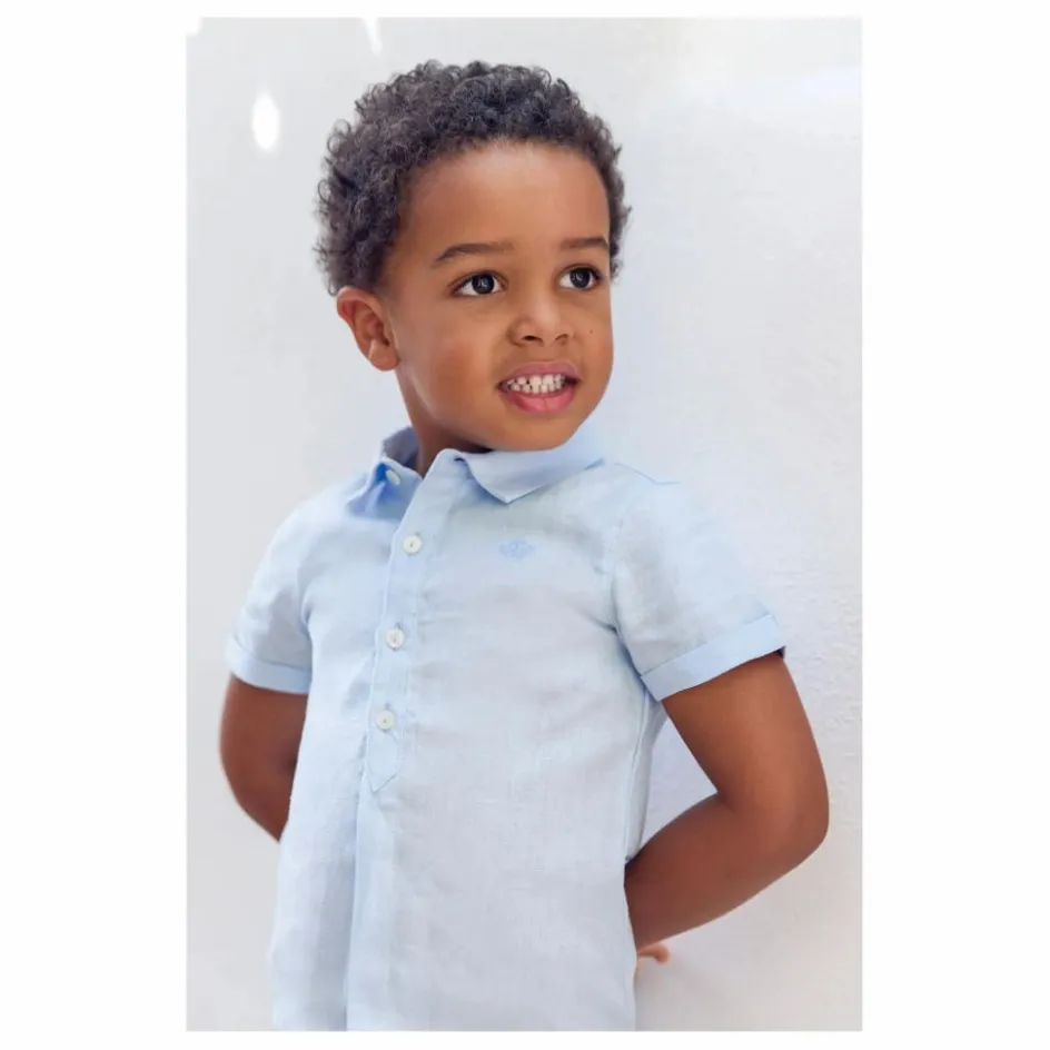 New Tartine et Chocolat Chemise Manches Courtes Lin | Blanc