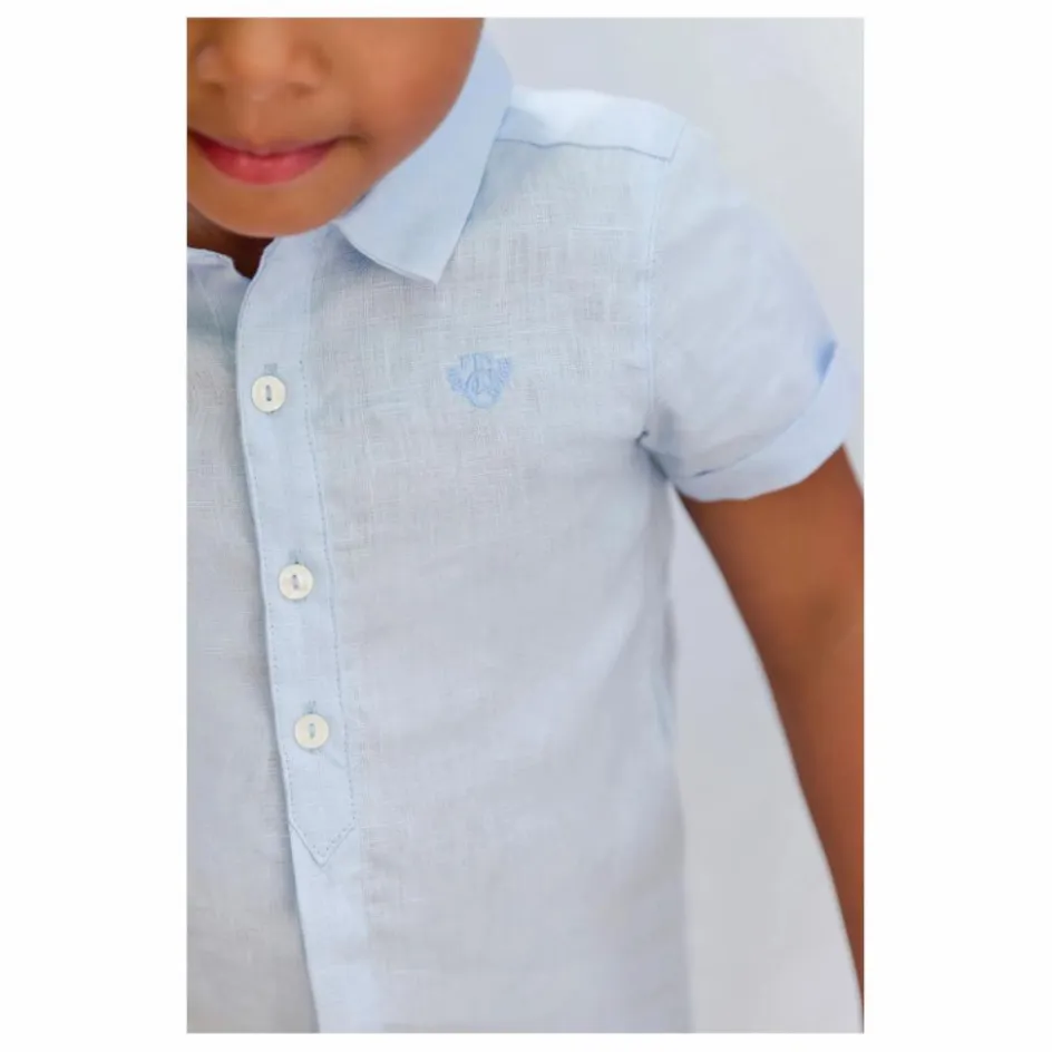 New Tartine et Chocolat Chemise Manches Courtes Lin | Blanc