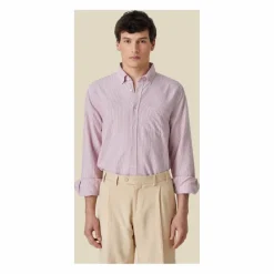 Hot Portuguese Flannel Chemise Rayée Oxford Belavista | Rouge