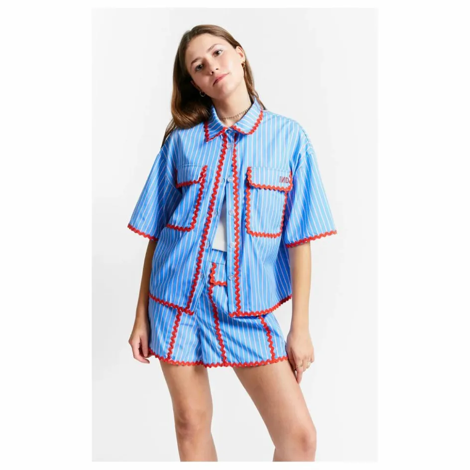 Discount Indee Chemise Rayures Bords Contrastés Suraya | Bleu