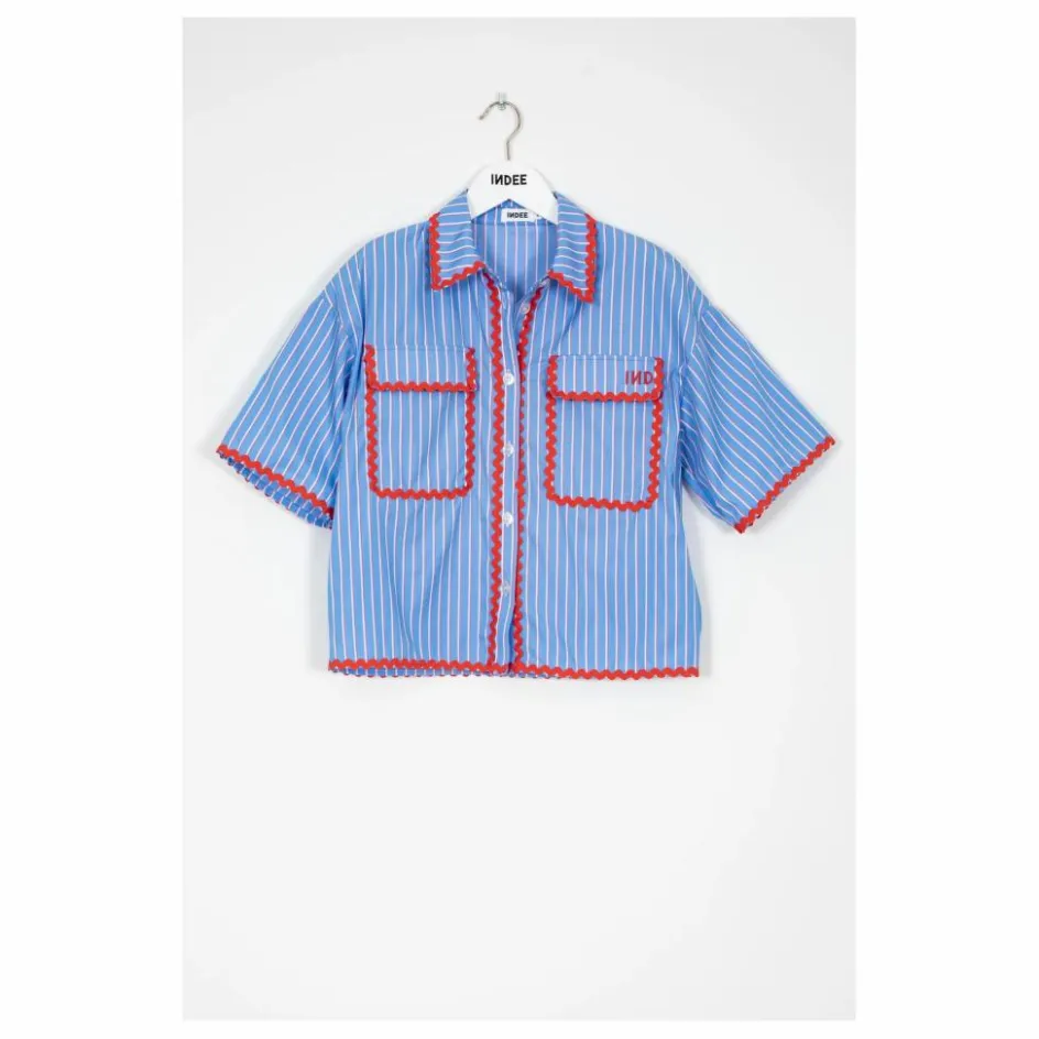 Discount Indee Chemise Rayures Bords Contrastés Suraya | Bleu