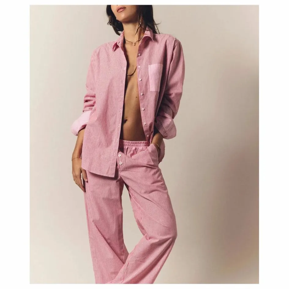 Online Xirena Chemise Violette Rayée x Léa Meylan | Rose