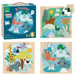Vilac Puzzles|Jeux Éducatifs*Coffret 3 puzzles Animaux du monde - 16 pièces