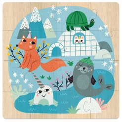 Vilac Puzzles|Jeux Éducatifs*Coffret 3 puzzles Animaux du monde - 16 pièces