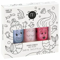 Outlet Nailmatic Kids Coffret 3 vernis Mermaid - Merlin, Polly et Sissi Multicolore