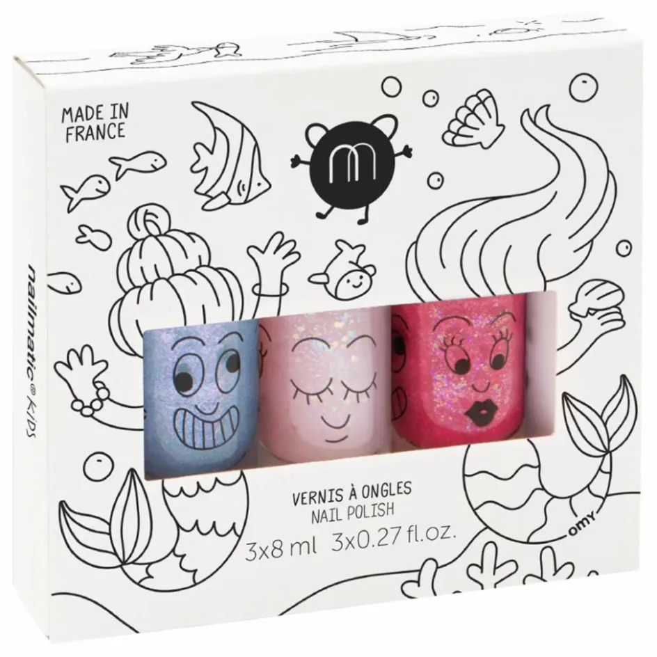 Outlet Nailmatic Kids Coffret 3 vernis Mermaid - Merlin, Polly et Sissi Multicolore