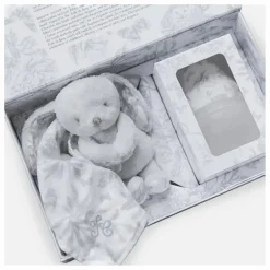 Elhée Coffret biberon en silicone médical et doudou lange Augustin le lapin Toile de Jouy - x Tartine et Chocolat || Biberons|Cadeau De Naissance