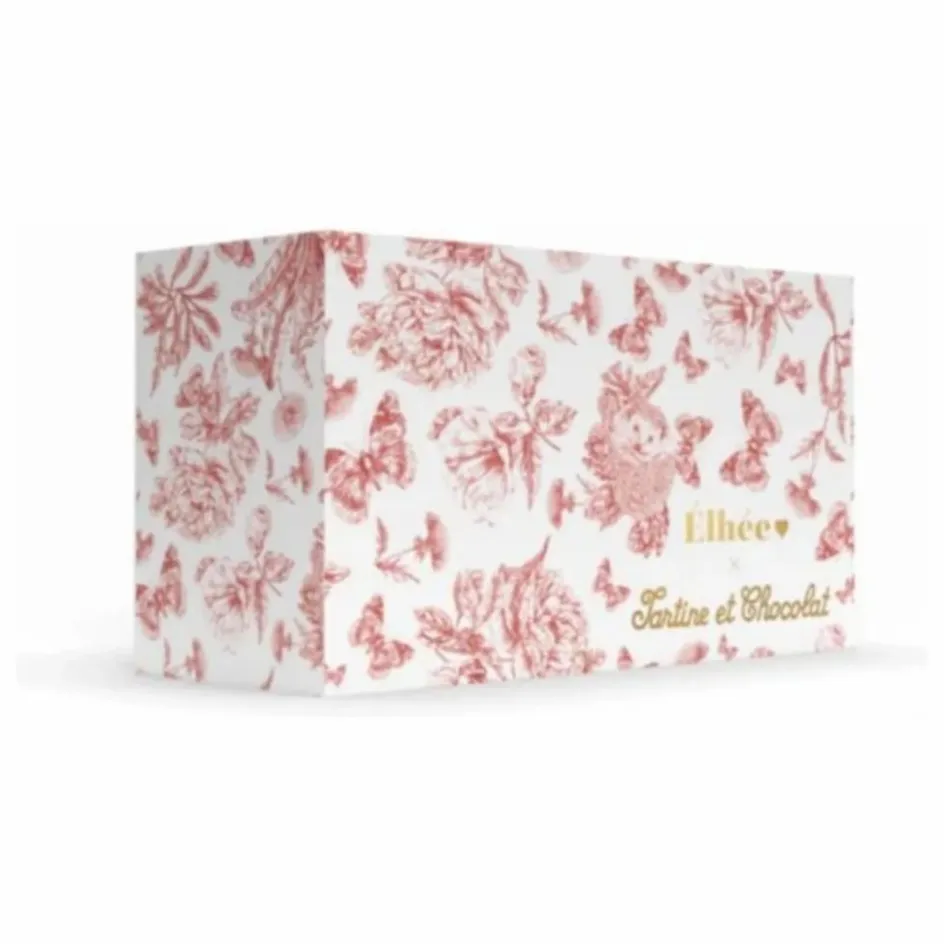 Elhée Coffret biberon en silicone médical et doudou lange Augustin le lapin Toile de Jouy - x Tartine et Chocolat || Biberons|Cadeau De Naissance