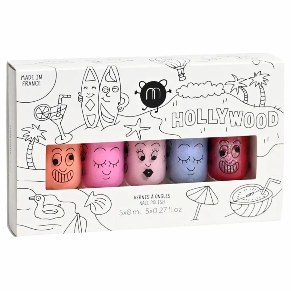 Nailmatic Kids Coffret de 5 vernis à l'eau Hollywood - Gaston, Super, Polly, Bella et Kitty|Enfant Soins Du Corps|Coffrets