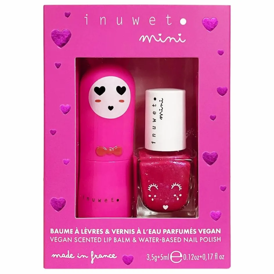 Clearance Inuwet Coffret duo baume à lèvres et vernis à l'eau Rose Rouge cerise