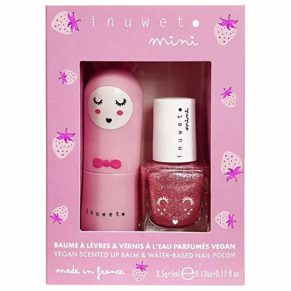 Hot Coffret duo baume à lèvres et vernis à l'eau Fraise Enfant/Femme Soins Du Visage|Coffrets