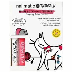 Hot Nailmatic Kids Coffret duo Tattoopen & Pochoir Réutilisable Cat x AMI IMAGINAIRE Non teinté