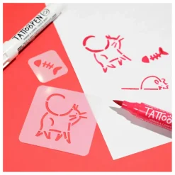 Hot Nailmatic Kids Coffret duo Tattoopen & Pochoir Réutilisable Cat x AMI IMAGINAIRE Non teinté