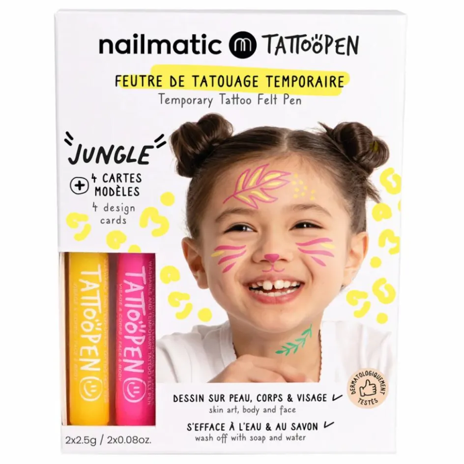 Nailmatic Kids Coffret Kit duo feutre de tatouage Tattoopen Jungle|Enfant Soins Du Corps|Coffrets
