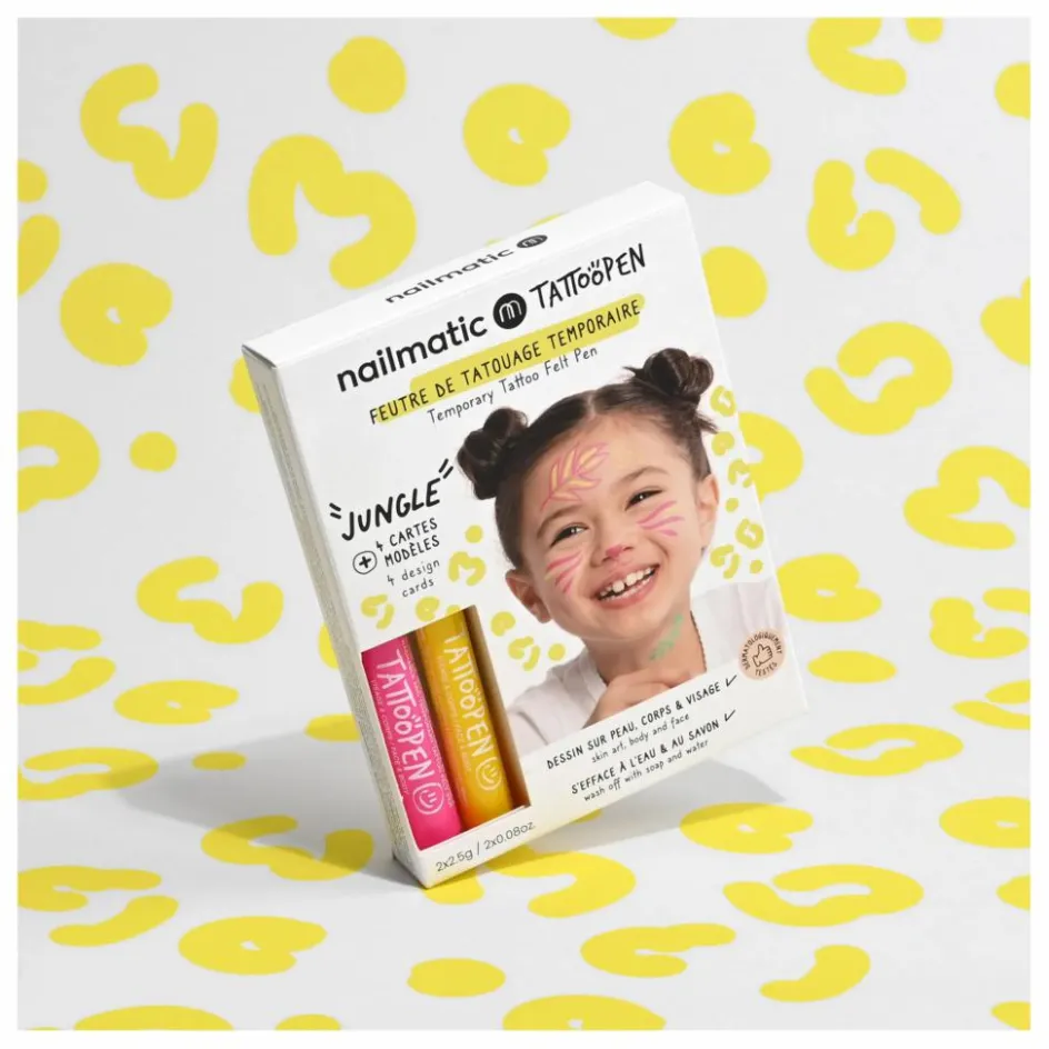Nailmatic Kids Coffret Kit duo feutre de tatouage Tattoopen Jungle|Enfant Soins Du Corps|Coffrets