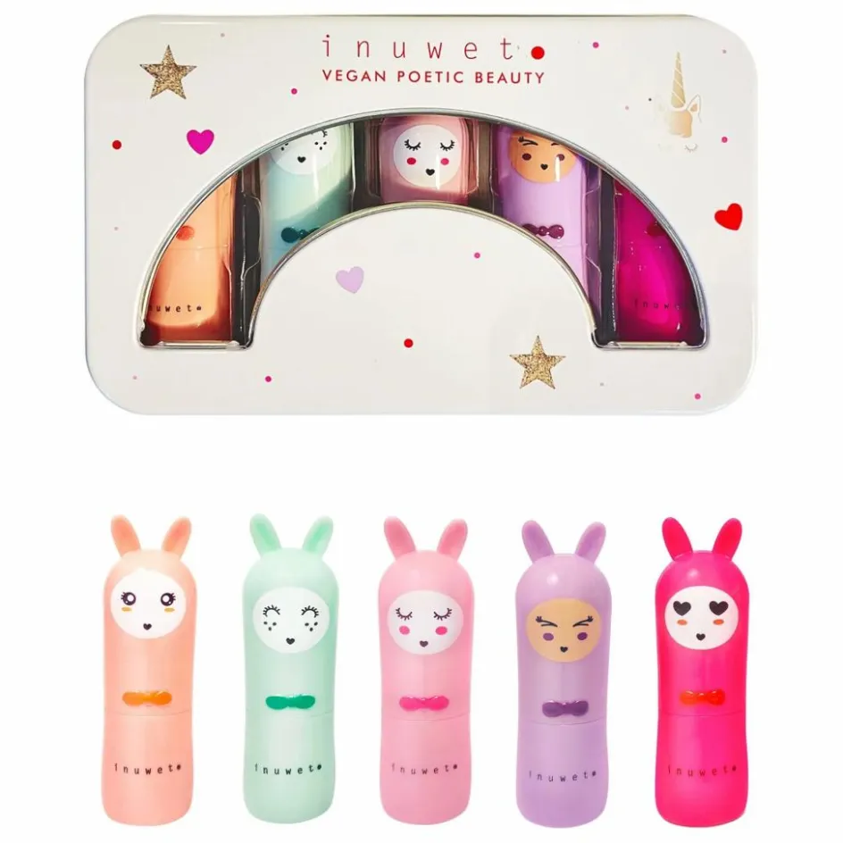 Enfant Inuwet Soins Du Visage|Soins Du Visage*Coffret Metal Rainbow Delux Baumes à lèvres - Set de 5