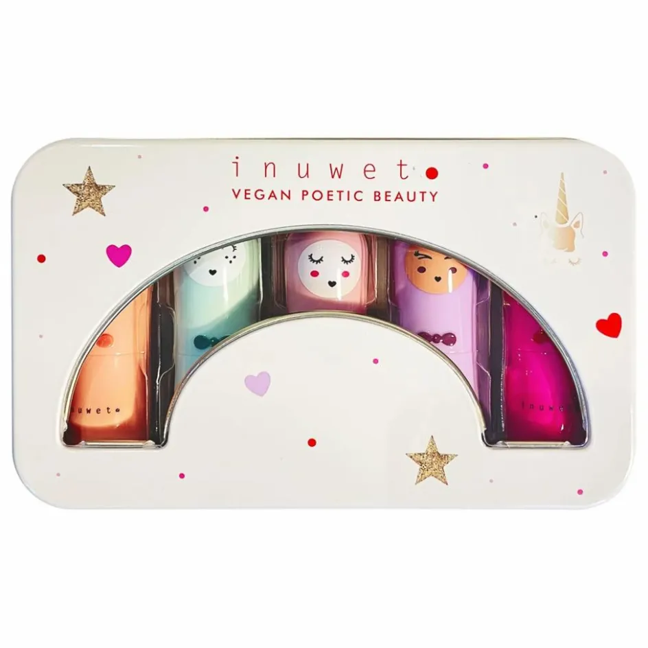 Enfant Inuwet Soins Du Visage|Soins Du Visage*Coffret Metal Rainbow Delux Baumes à lèvres - Set de 5