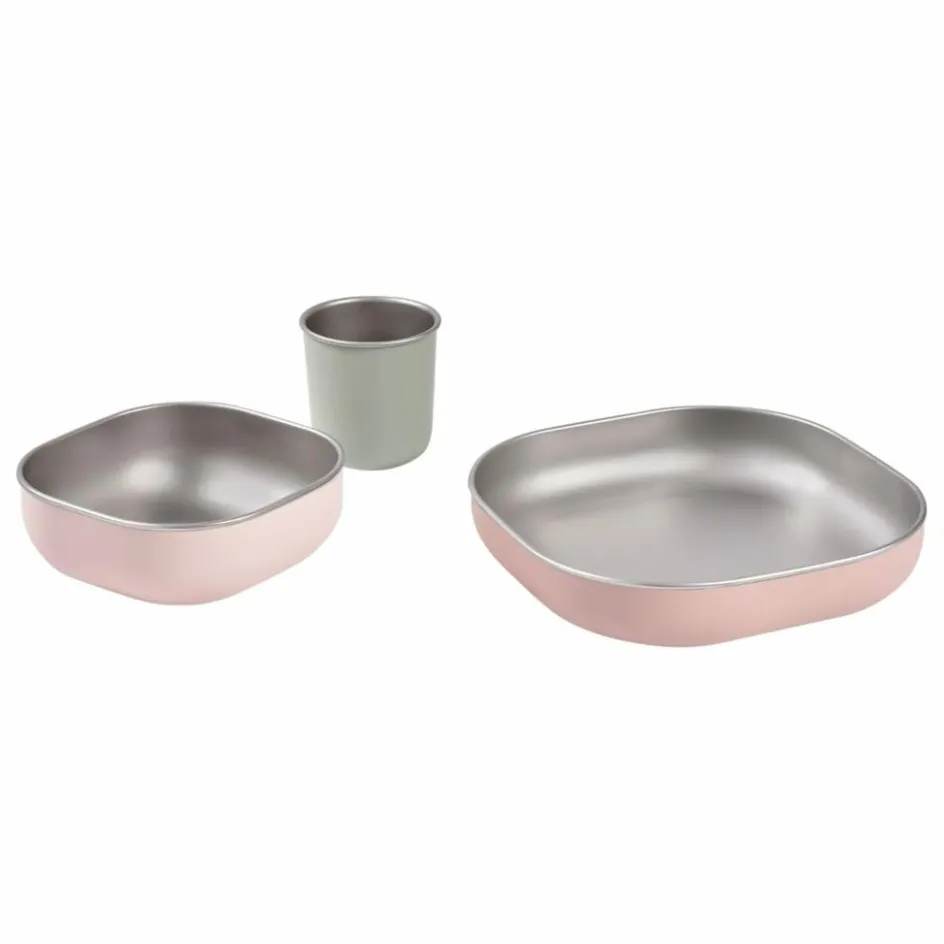 Sale Béaba Coffret repas en inox | Rose pêche