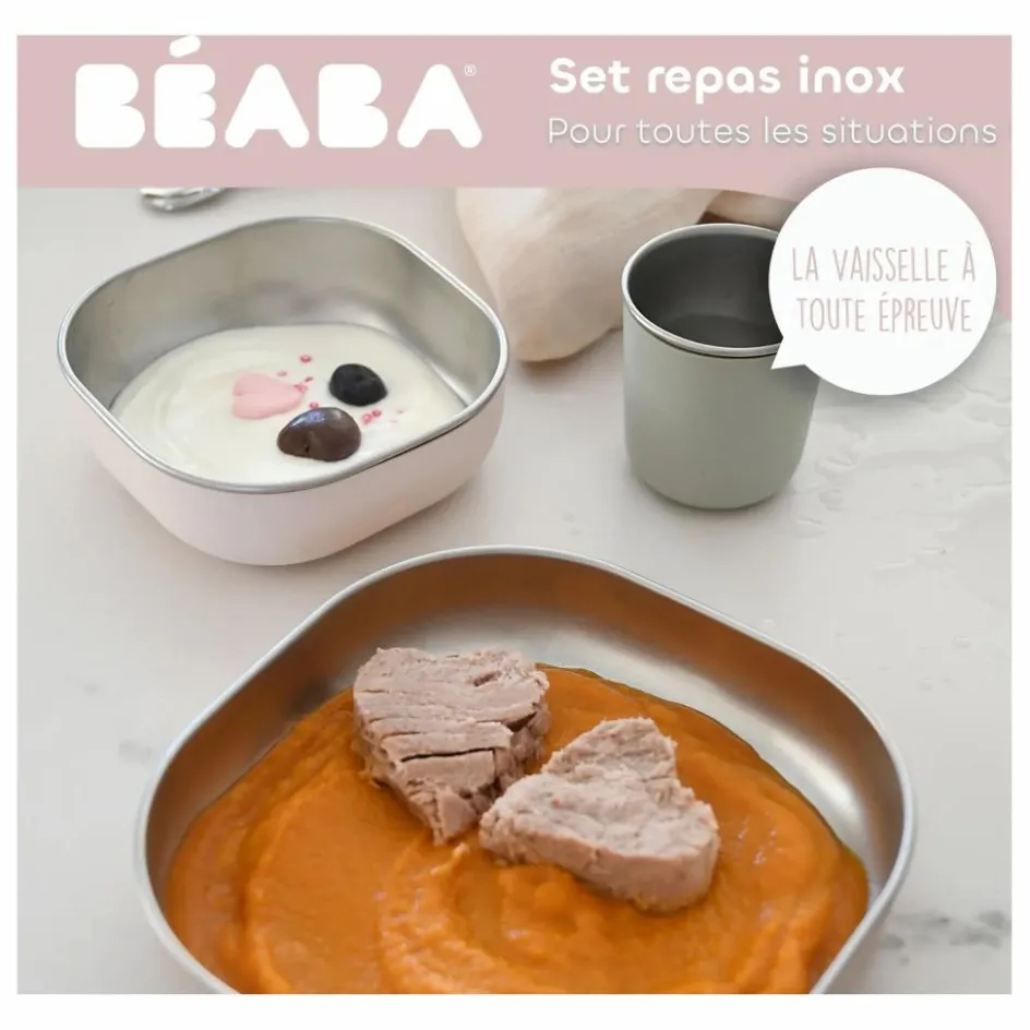 Sale Béaba Coffret repas en inox | Rose pêche