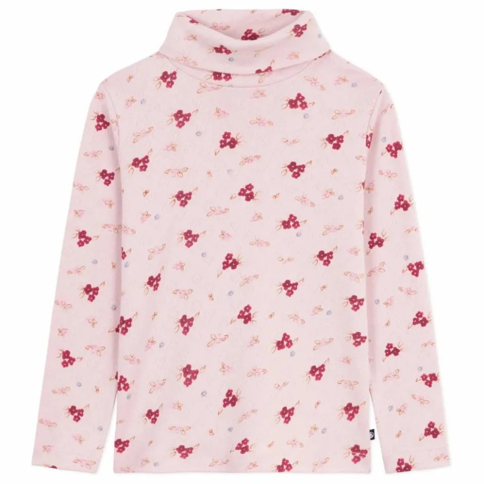 Petit Bateau Col roulé Fleuri Pointelle Coton Bio ||Enfant Blouses, T-Shirts