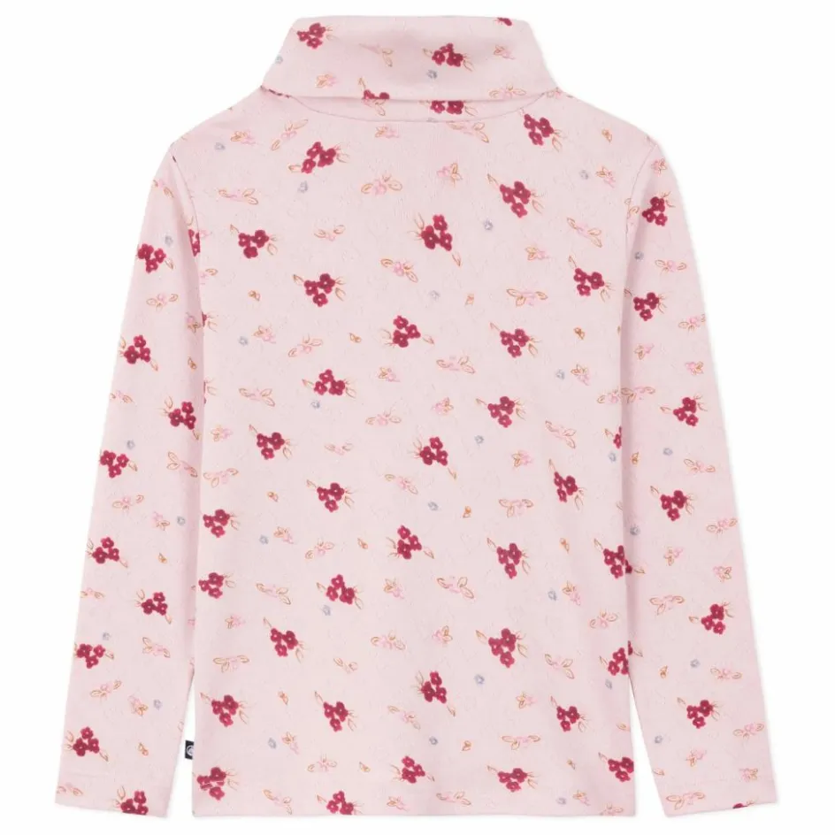 Petit Bateau Col roulé Fleuri Pointelle Coton Bio ||Enfant Blouses, T-Shirts